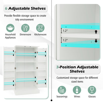 Freestanding Kitchen Sideboard Cabinet with Adjustable Shelves and 2 Door Cupboards with Safety Anchors