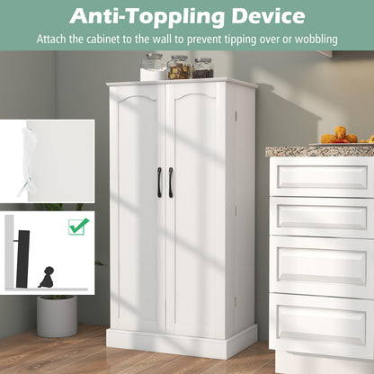 Freestanding Kitchen Sideboard Cabinet with Adjustable Shelves and 2 Door Cupboards with Safety Anchors