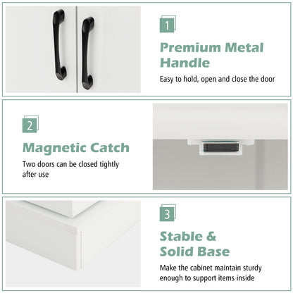 Freestanding Kitchen Sideboard Cabinet with Adjustable Shelves and 2 Door Cupboards with Safety Anchors