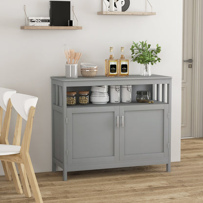 Kitchen Sideboard Buffet Cabinet with Adjustable Shelf and Double Doors for Dining Storage - Grey
