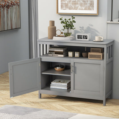 Kitchen Sideboard Buffet Cabinet with Adjustable Shelf and Double Doors for Dining Storage - Grey