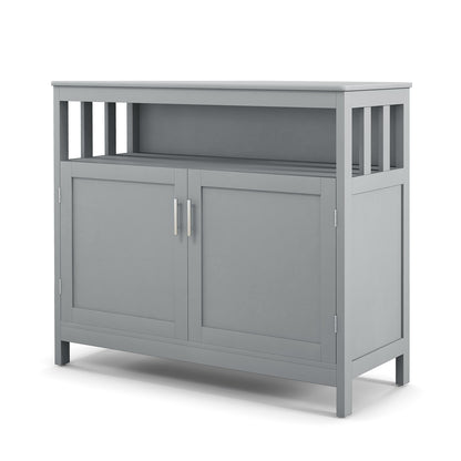 Kitchen Sideboard Buffet Cabinet with Adjustable Shelf and Double Doors for Dining Storage - Grey