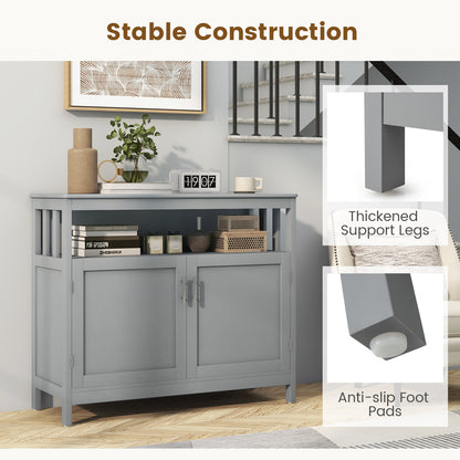 Kitchen Sideboard Buffet Cabinet with Adjustable Shelf and Double Doors for Dining Storage - Grey