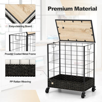 Rolling Laundry Hamper with 2 Section Bag & Lockable Wheels