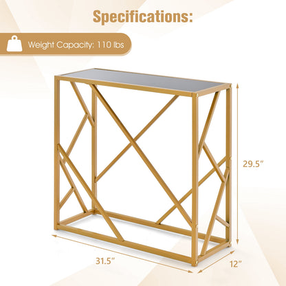Gold Metal Frame Entryway Table with Adjustable Foot Pads for Stability