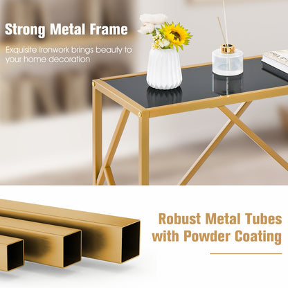 Gold Metal Frame Entryway Table with Adjustable Foot Pads for Stability