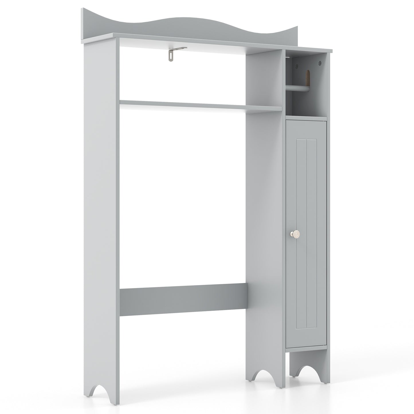 Wooden Over-the-Toilet Storage Cabinet with Adjustable Shelves & Toilet Paper Holder