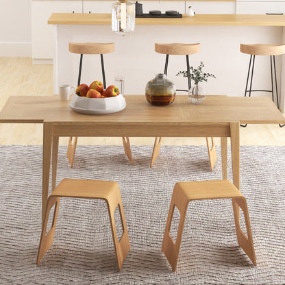 Compact Bamboo Stools Set of 4 with Non-Slip Pads and Smooth Natural Finish