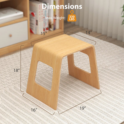 Compact Bamboo Stools Set of 4 with Non-Slip Pads and Smooth Natural Finish