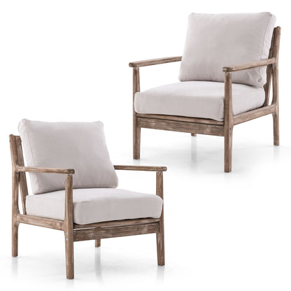 Linen Upholstered Accent Chair with Wooden Frame and Ergonomic Armrests