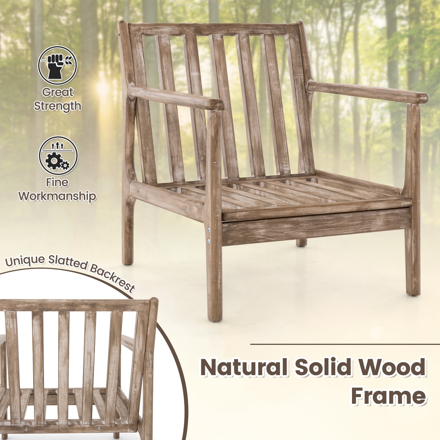 Linen Upholstered Accent Chair with Wooden Frame and Ergonomic Armrests