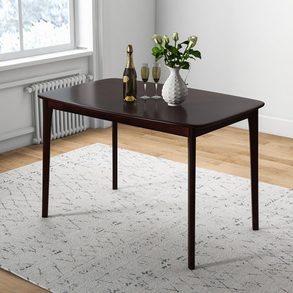 Classic 48 Inch Rectangular Dining Table with Solid Wood Legs and Smooth Finish - Espresso