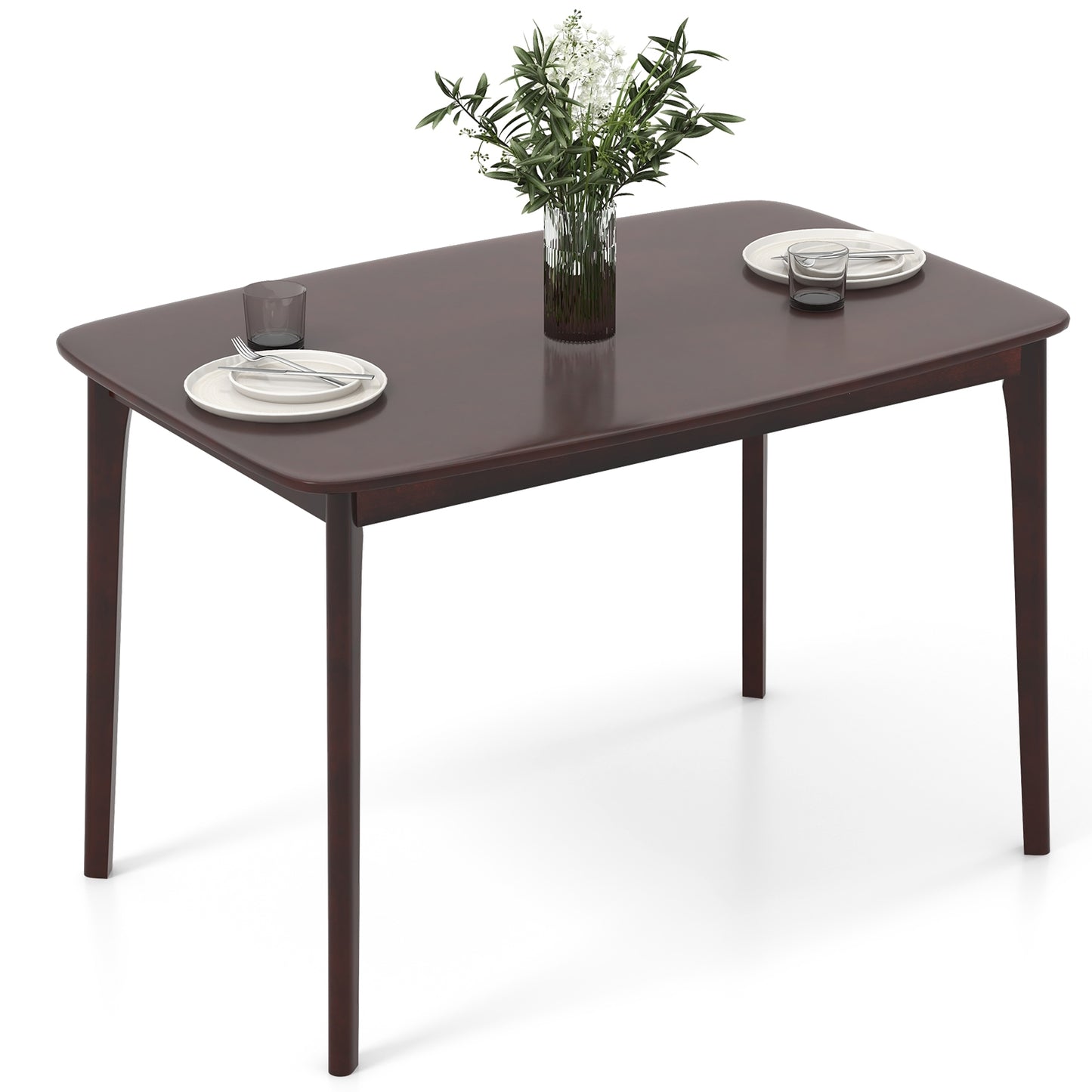 Classic 48 Inch Rectangular Dining Table with Solid Wood Legs and Smooth Finish - Espresso
