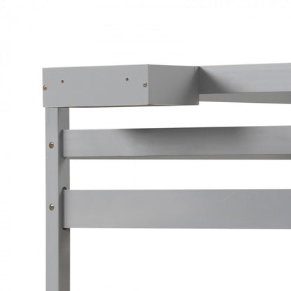 Space-Saving Twin Over Twin Bunk Bed with Storage Drawers and Ladder - Grey