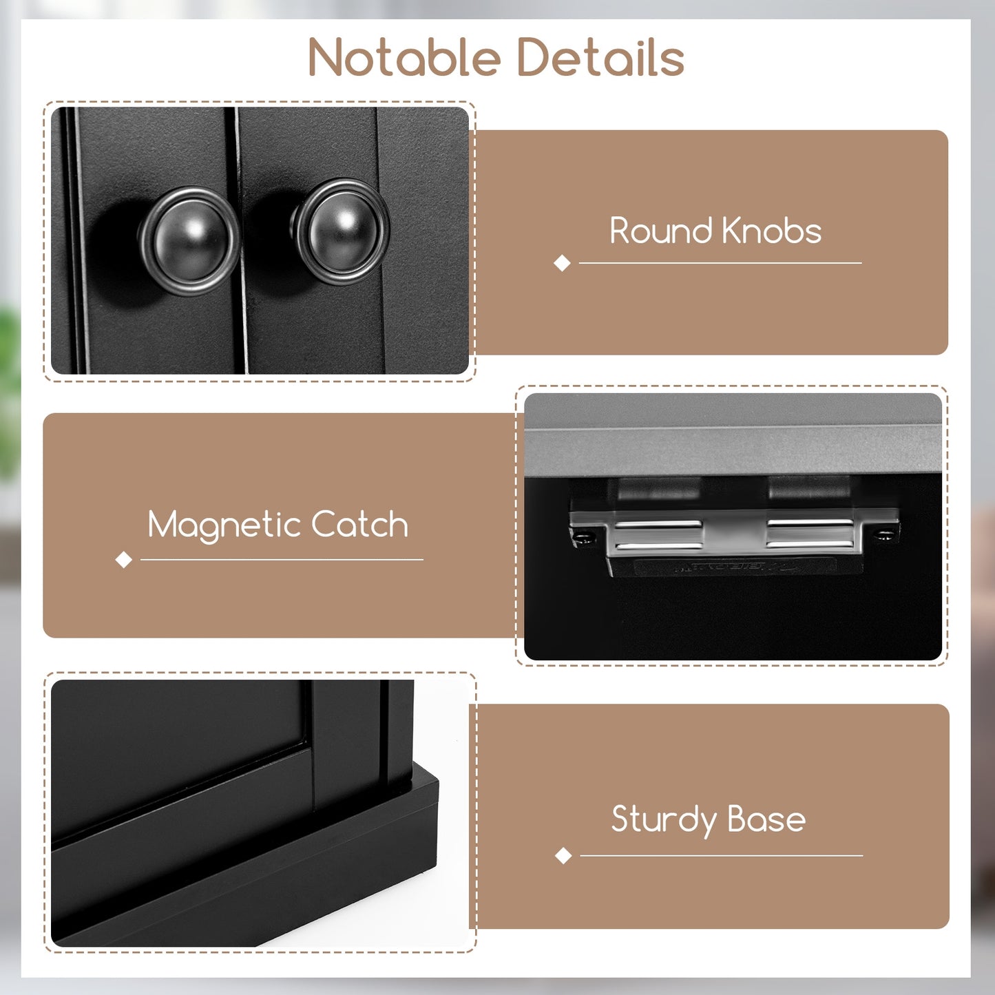 Tall Kitchen Pantry Cabinet with 6 Adjustable Shelves and 4 Doors for Storage and Organization Black