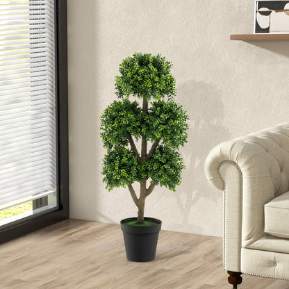 Realistic 45 Inch Artificial Boxwood Ball Tree – Elegant Faux Topiary for Any Space