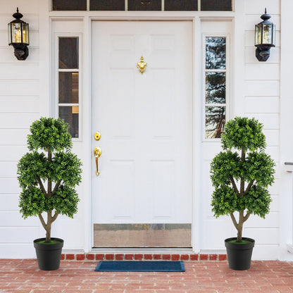 Realistic 45 Inch Artificial Boxwood Ball Tree – Elegant Faux Topiary for Any Space