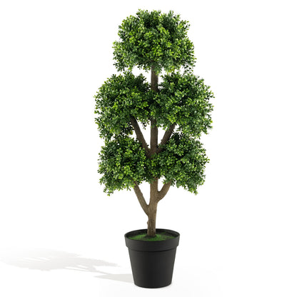Realistic 45 Inch Artificial Boxwood Ball Tree – Elegant Faux Topiary for Any Space