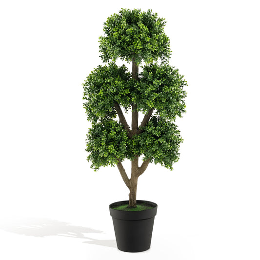 Realistic 45 Inch Artificial Boxwood Ball Tree – Elegant Faux Topiary for Any Space