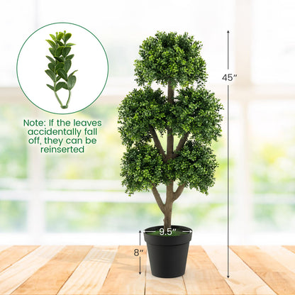Realistic 45 Inch Artificial Boxwood Ball Tree – Elegant Faux Topiary for Any Space