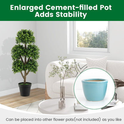 Realistic 45 Inch Artificial Boxwood Ball Tree – Elegant Faux Topiary for Any Space