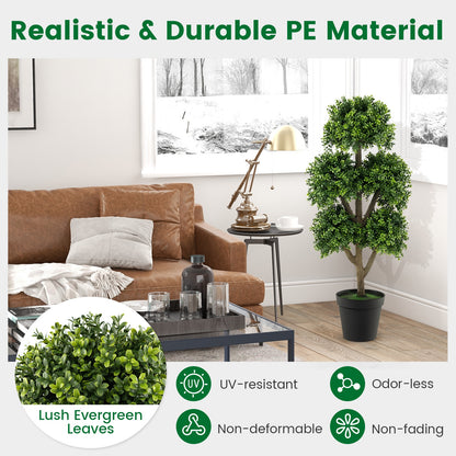 Realistic 45 Inch Artificial Boxwood Ball Tree – Elegant Faux Topiary for Any Space