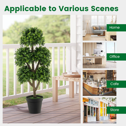 Realistic 45 Inch Artificial Boxwood Ball Tree – Elegant Faux Topiary for Any Space