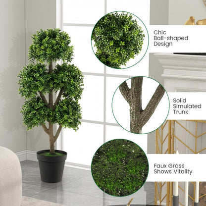 Realistic 45 Inch Artificial Boxwood Ball Tree – Elegant Faux Topiary for Any Space