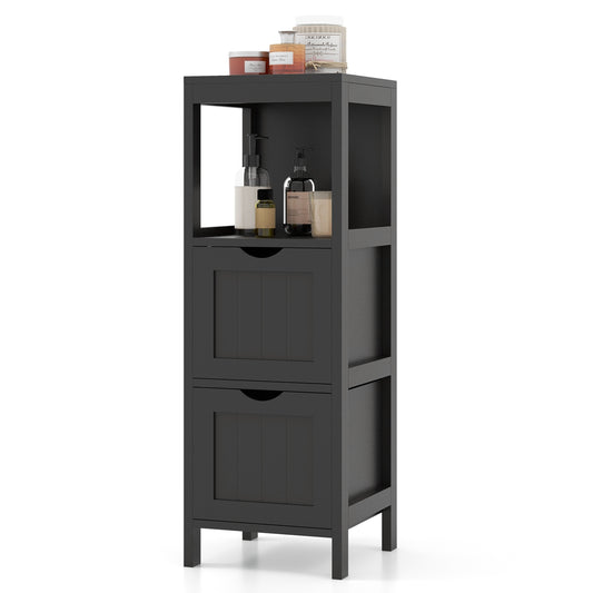 Freestanding Bathroom Storage Cabinet with 2 Removable Drawers & Open Shelf