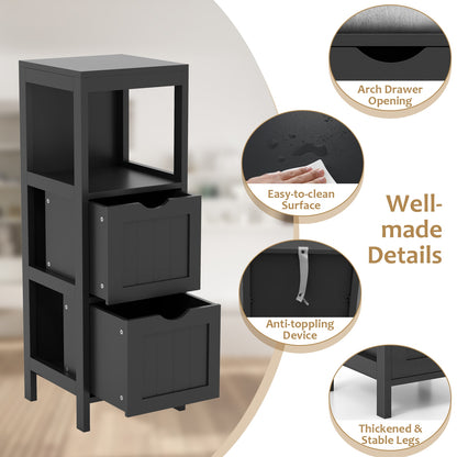 Freestanding Bathroom Storage Cabinet with 2 Removable Drawers & Open Shelf