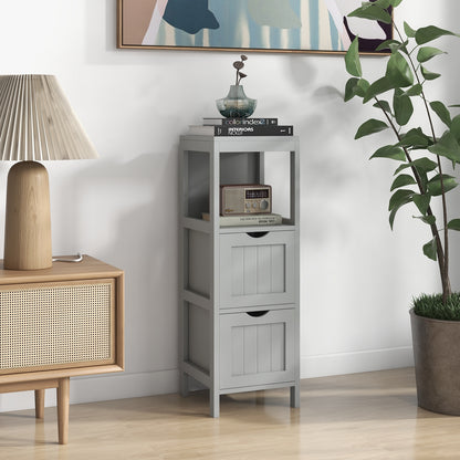 Freestanding Bathroom Storage Cabinet with 2 Removable Drawers & Open Shelf
