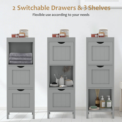 Freestanding Bathroom Storage Cabinet with 2 Removable Drawers & Open Shelf