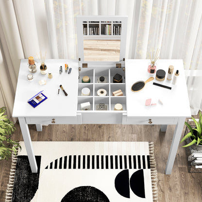 Vanity Desk with Flip Top Mirror, Hidden Storage Compartments and Drawers