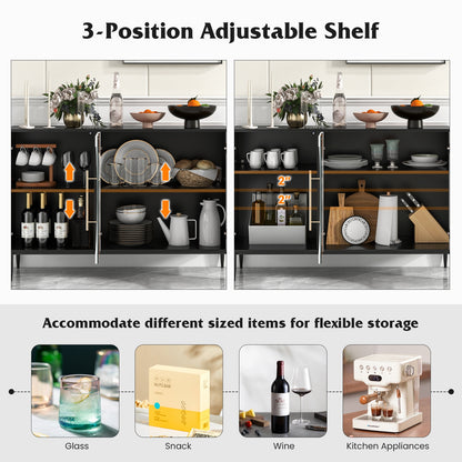 Elegant Sideboard Cabinet with Durable Tempered Glass and Adjustable Storage for Home and Kitchen