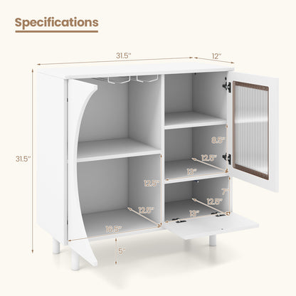 Modern Buffet Cabinet with Glass Door Wine Glass Rack and Storage Drawers for Dining or Living Room