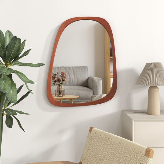 Rustic Asymmetrical Abstract Wall Mirror with Unique Irregular Frame