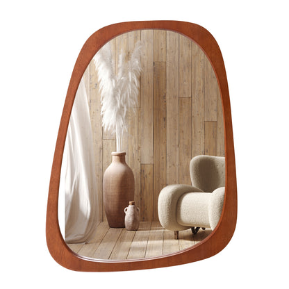 Rustic Asymmetrical Abstract Wall Mirror with Unique Irregular Frame