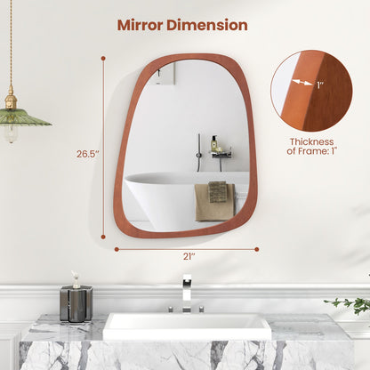Rustic Asymmetrical Abstract Wall Mirror with Unique Irregular Frame