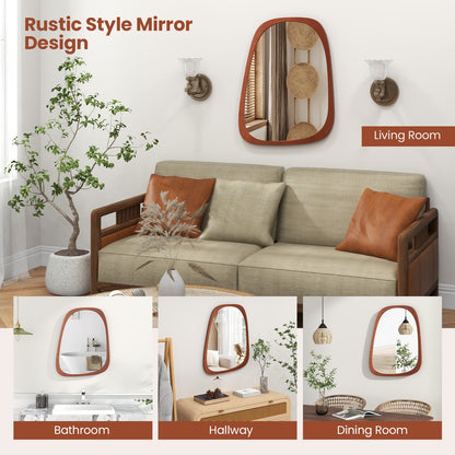Rustic Asymmetrical Abstract Wall Mirror with Unique Irregular Frame