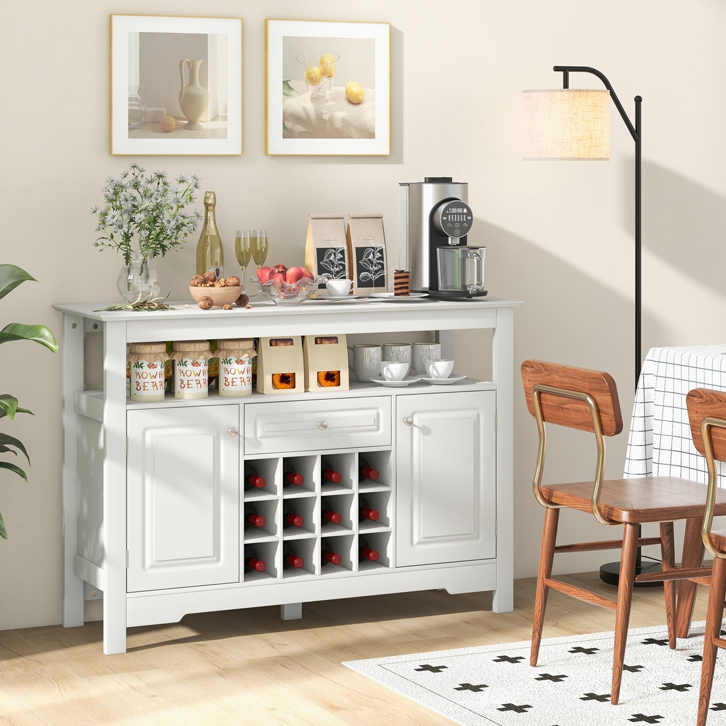 Modern Buffet Sideboard with Removable Wine Rack and Storage for Wine Liquor and Coffee Bar