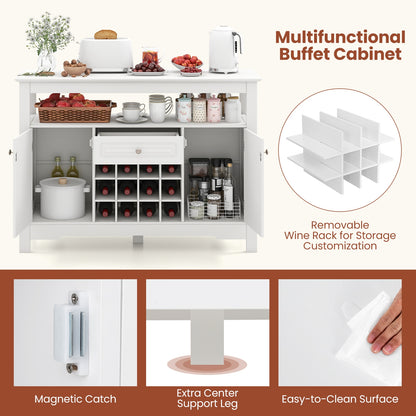 Modern Buffet Sideboard with Removable Wine Rack and Storage for Wine Liquor and Coffee Bar