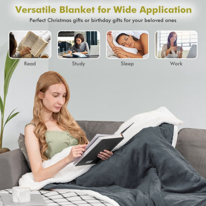 Electric Heated Blanket Throw with 10 Heat Settings and Auto Shut-Off – Grey