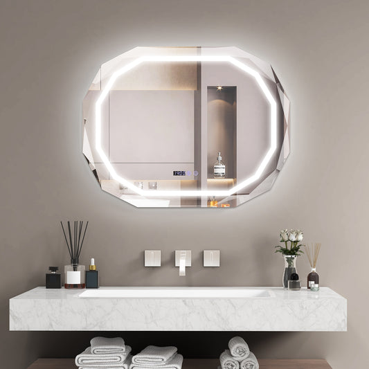 Smart Anti-Fog Bathroom Mirror with 3 LED Light Modes and Memory Function