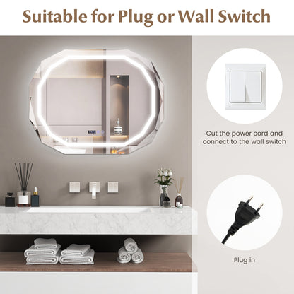 Smart Anti-Fog Bathroom Mirror with 3 LED Light Modes and Memory Function