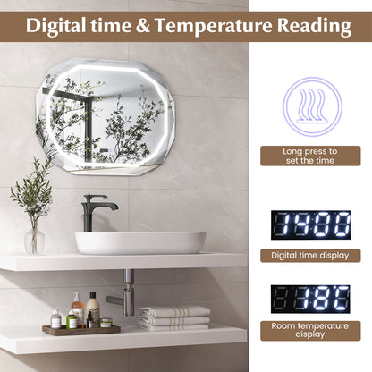 Smart Anti-Fog Bathroom Mirror with 3 LED Light Modes and Memory Function