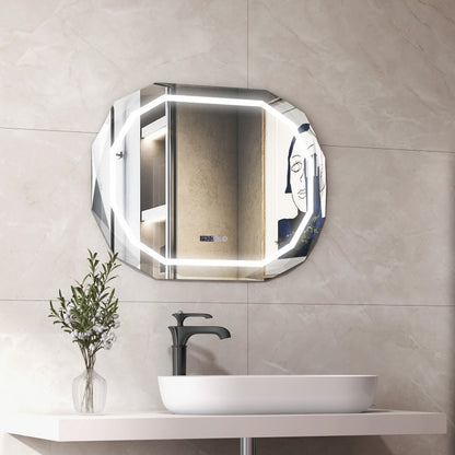 Smart Anti-Fog Bathroom Mirror with 3 LED Light Modes and Memory Function
