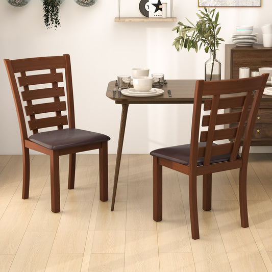 Upholstered Wooden Dining Chairs with Sturdy Rubber Wood Frame - Set of 2