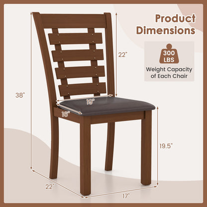 Upholstered Wooden Dining Chairs with Sturdy Rubber Wood Frame - Set of 2