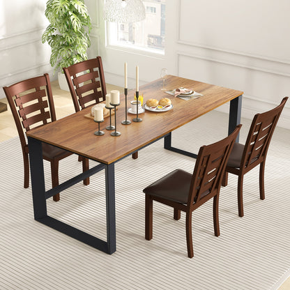 Upholstered Wooden Dining Chairs with Sturdy Rubber Wood Frame - Set of 2