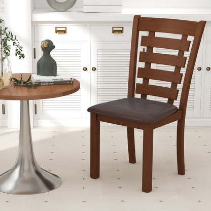 Upholstered Wooden Dining Chairs with Sturdy Rubber Wood Frame - Set of 2